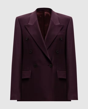 Jacob Lee Бордовый двубортный жакет из шерсти WWB0205AW24BR
