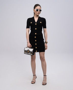 Balmain Черный кардиган с коротким рукавом в узоре. EF0KL225KI42