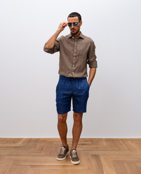 ISAIA Синие шорты из льна PNC02194050