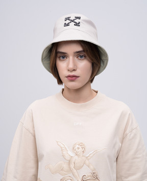 Off-White Бежевая панама с вышивкой эмблемы. OWLB039S25FAB003