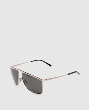 Saint Laurent Сріблясті сонцезахисні окуляри Victoire 832552Y9969