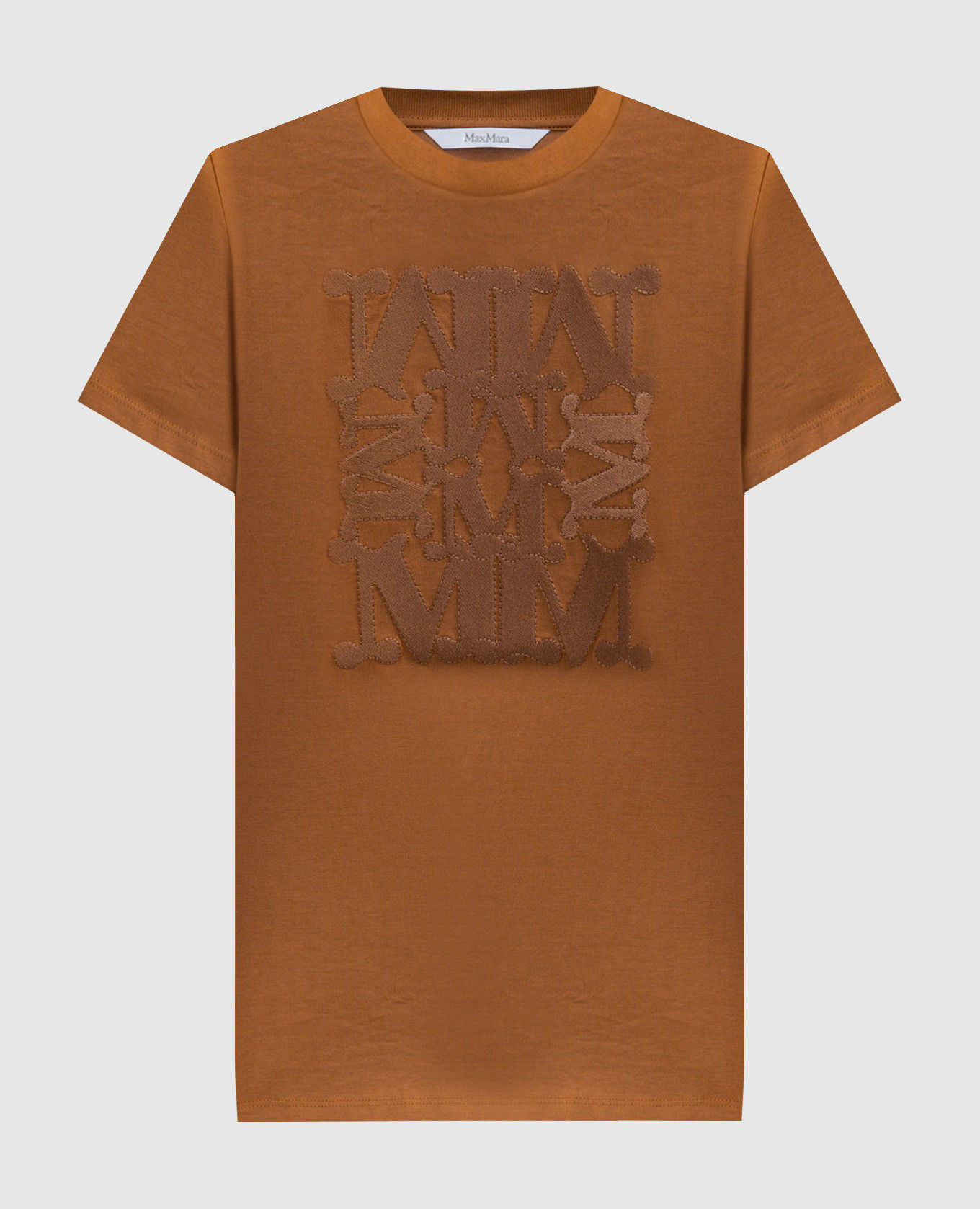 TAVERNA brown t-shirt with logo monogram appliqué