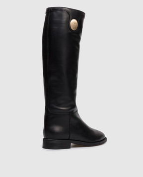 Giuseppe Zanotti Чорні шкіряні чоботи Lidia з логотипом I580007