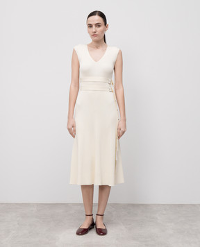 PROENZA SCHOULER Бежева сукня міді Madeline в рубчик R2527249KY349