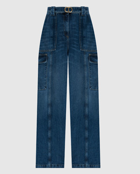 Twinset Сині джинси-карго з поясом 242TP2550