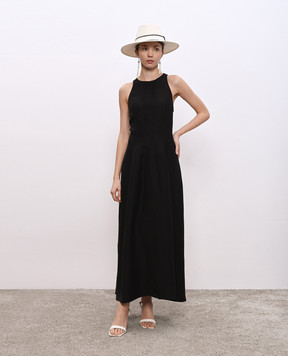 Brunello Cucinelli Черное платье Fluid с льном MH126A5171