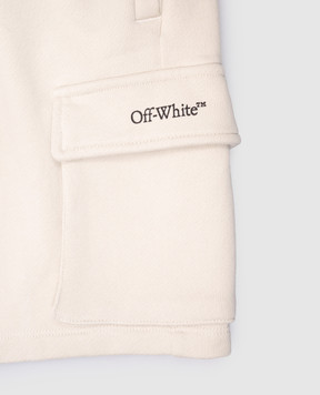 Off-White Детские бежевые шорты-карго с принтом логотипа. OBCI005S25FLE001