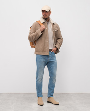 Brunello Cucinelli Бежева футболка з принтом M0B138485