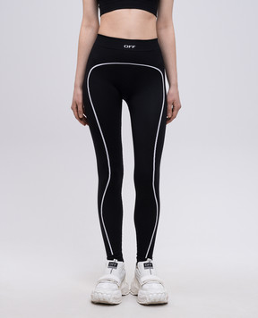 Off-White Чорні легінси з логотипом OWVV015C99KNI002