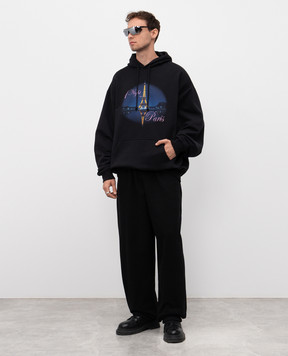 Vetements Чорне худі з принтом 1 Night in Paris UH76HD410Bm