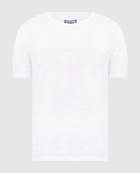 Vilebrequin Біла футболка з льону з вишивкою логотипа TIRU2O00