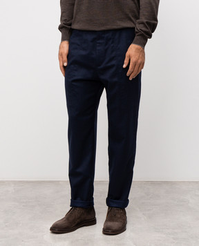 Brunello Cucinelli Синие брюки из шерсти ME226H0680