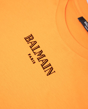 Balmain Детская оранжевая футболка с фактурным логотипом BW8P51Z17511214