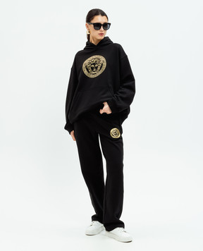 Versace Черные спортивные брюки с принтом логотипа Medusa 10165601A10156