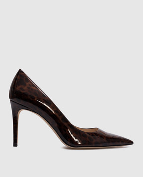Stuart Weitzman Коричневые кожаные лакированные туфли STUART POWER в анималистичный принт SJ953