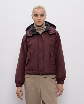 Brunello Cucinelli Бордова пухова куртка з ланцюжком моніль MG5017835P
