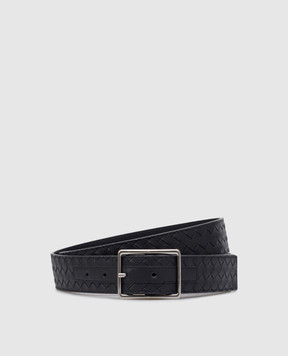 Bottega Veneta Синий кожаный ремень с плетением Intrecciato 796783V4LQ1