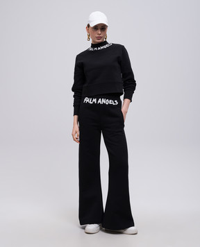 Palm Angels Черные спортивные брюки с принтом логотипа PWCH025S25FLE002
