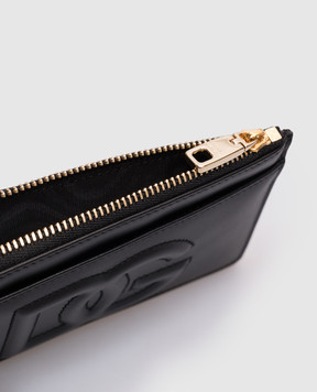 Dolce&Gabbana Черный кожаный картхолдер с фактурной монограммой логотипа BI1261AG081