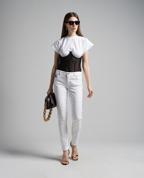 Versace Jeans Couture Білі джинси скіні з металевим логотипом 76HAB5K1CEW01