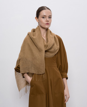 Max Mara Weekend Коричневий шарф SIONBIO з льону SIONBIO