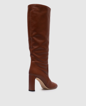 Stuart Weitzman Коричневые кожаные сапоги BABETTE SL545