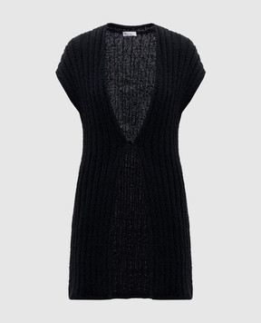 Brunello Cucinelli Черный кардиган с льном с пайетками M9X336436