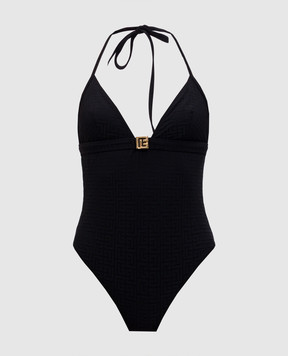 Balmain Чорний купальник у візерунок PB Labyrinth BKBL32200