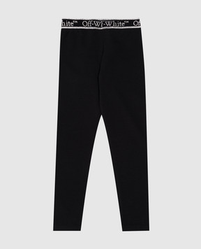Off-White Детские черные леггинсы с узором логотипа OGCD003F24JER001