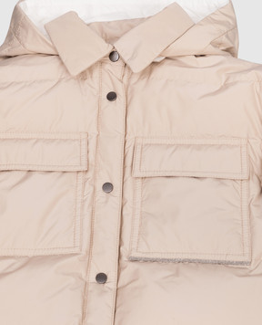 Brunello Cucinelli Дитяча бежева пухова куртка з ланцюжком моніль BG501J439C