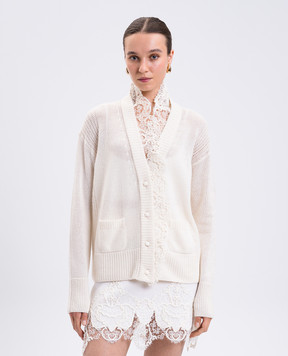Ermanno Scervino Бежевий кардиган з кашеміру з мереживом D475N304APKFX