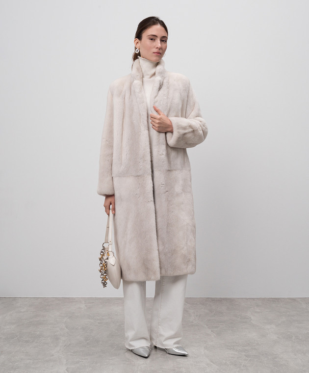 Via Cappella Белая шуба из меха норки C41718MVIOLET изображение 2