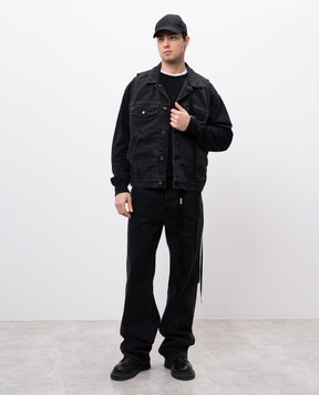Ann Demeulemeester Чорні джинси з ефектом потертості B0010309FA039