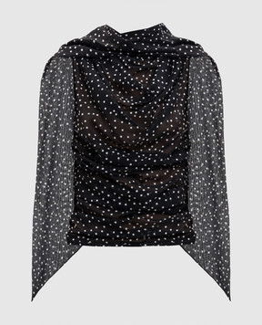 Magda Butrym Черная блуза из шелка в горох BLOUSE10244725