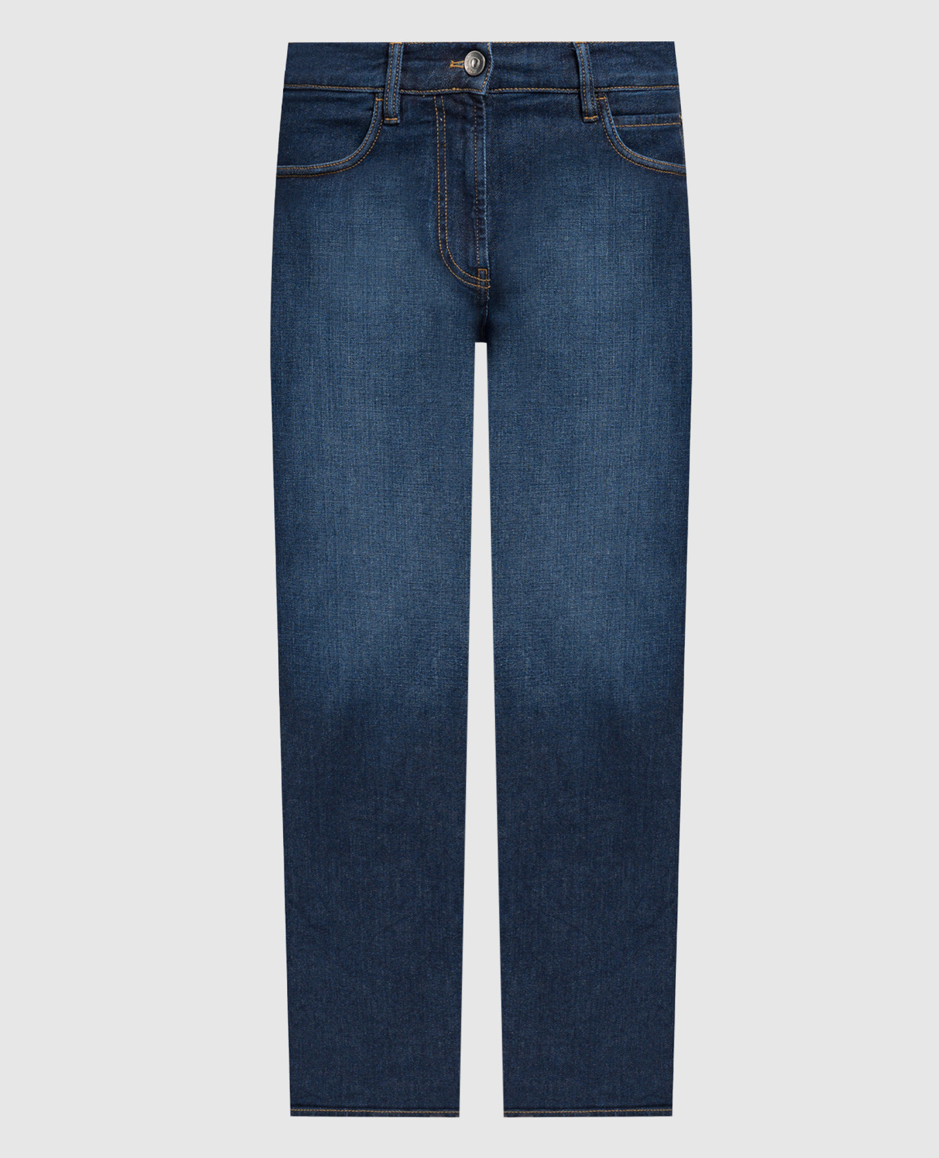 

Синие джинсы с кожаным патчем логотипа, Синий, Зауженные джинсы