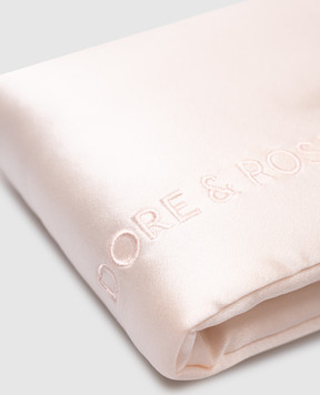 Dore & Rose Розовая маска для сна из шелка с вышивкой логотипа. DEEPSLEEPMASK
