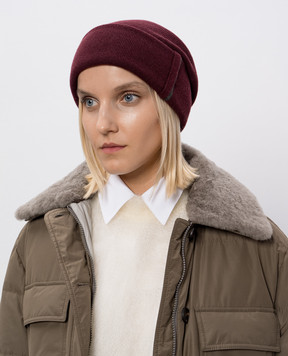 Brunello Cucinelli Бордова шапка з кашеміру з ланцюжком моніль M12163199
