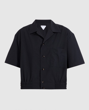 Bottega Veneta Черная рубашка из шерсти с короткими рукавами 751398V4XP0