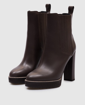 Brunello Cucinelli Коричневі шкіряні ботильйони MZDSPG366