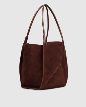 Victoria Beckham Коричнева замшева сумка-тоут Victoria з логотипом B325AAC006914A