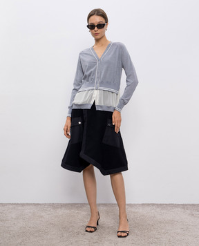3.1 Phillip Lim Сірий кардиган з вовни з ефектом накладання шарів P25170465FWM
