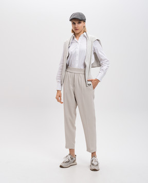 Brunello Cucinelli Серые брюки с шелком MA029P7082