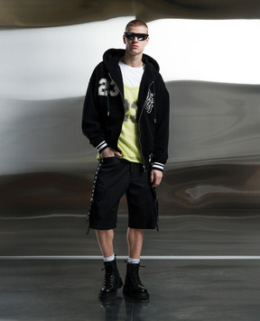 Off-White Чорні шорти з ремінцями OMCB093S24FAB001