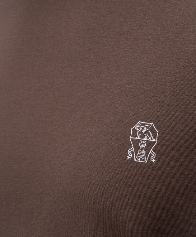 Brunello Cucinelli Коричневая футболка с принтом логотип логотип M0B138440 изображение 5