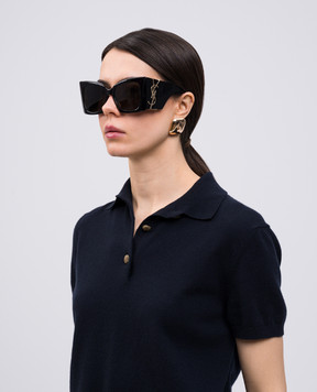 Saint Laurent Чорні сонцезахисні окуляри з металевою монограмою логотипа SLM119BLAZE