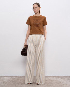 Max Mara Коричневая футболка GIOVANE с кристаллами. GIOVANE