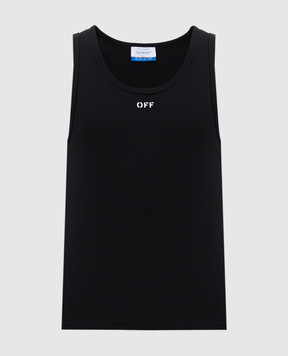 Off-White Черная майка в рубчике с логотипом логотип OMUY006C99JER001