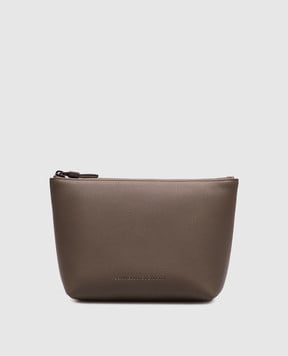 Brunello Cucinelli Коричневий шкіряний клатч з логотипом MWEID2716