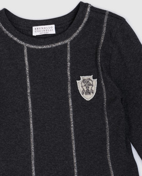 Brunello Cucinelli Дитяча сіра сукня в рубчик з кашеміром з люрексом BB056A315C