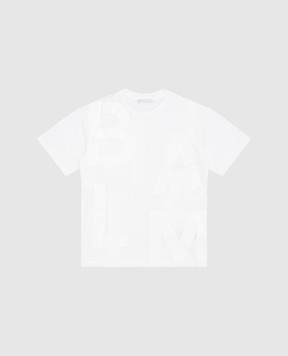 Balmain Дитяча біла футболка з принтом логотипа BU8P61Z17511214